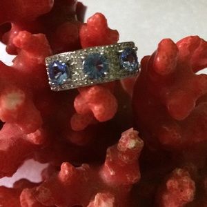 925 blue tanzanite and cz ring